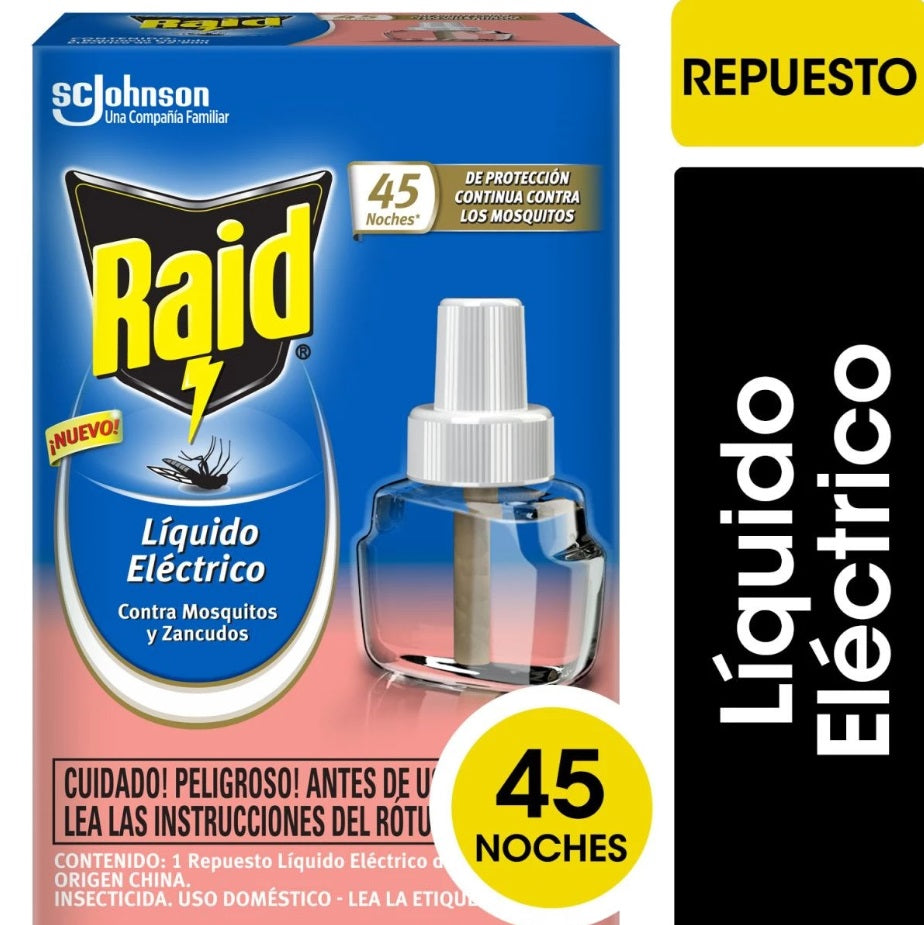 Raid Líquido Eléctrico Mosquitos Repuesto Floral 45 Noches