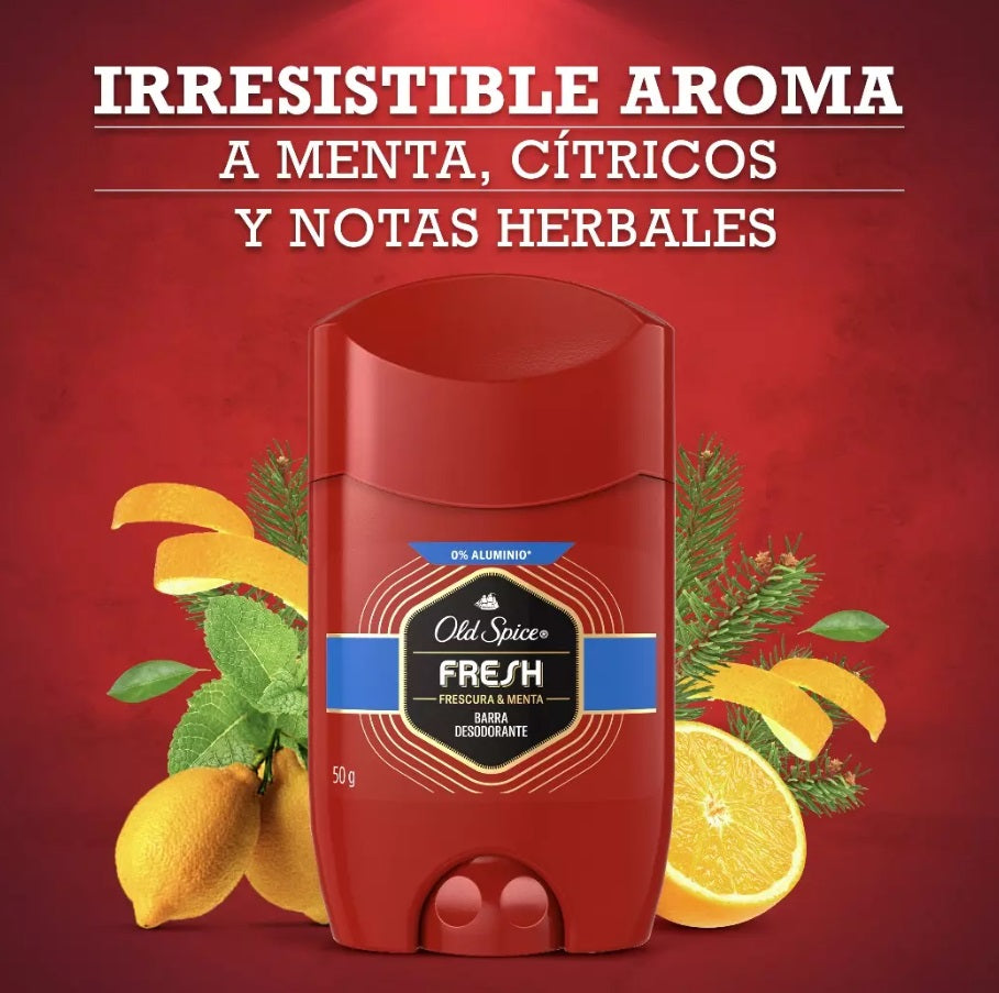 Desodorante En Barra Old Spice Fresh Frescura & Menta De 50g