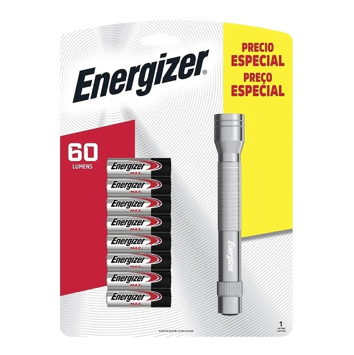 Linterna Energizer 90 Lumens Easy Grip + 8 Pilas Max