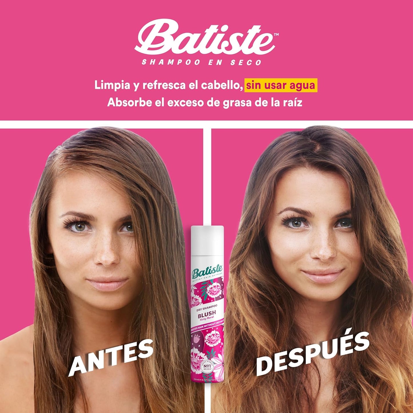 Batiste Blush, Shampoo En Seco Floral, Limpia y Refresca El Cabello Aerosol 200ml.