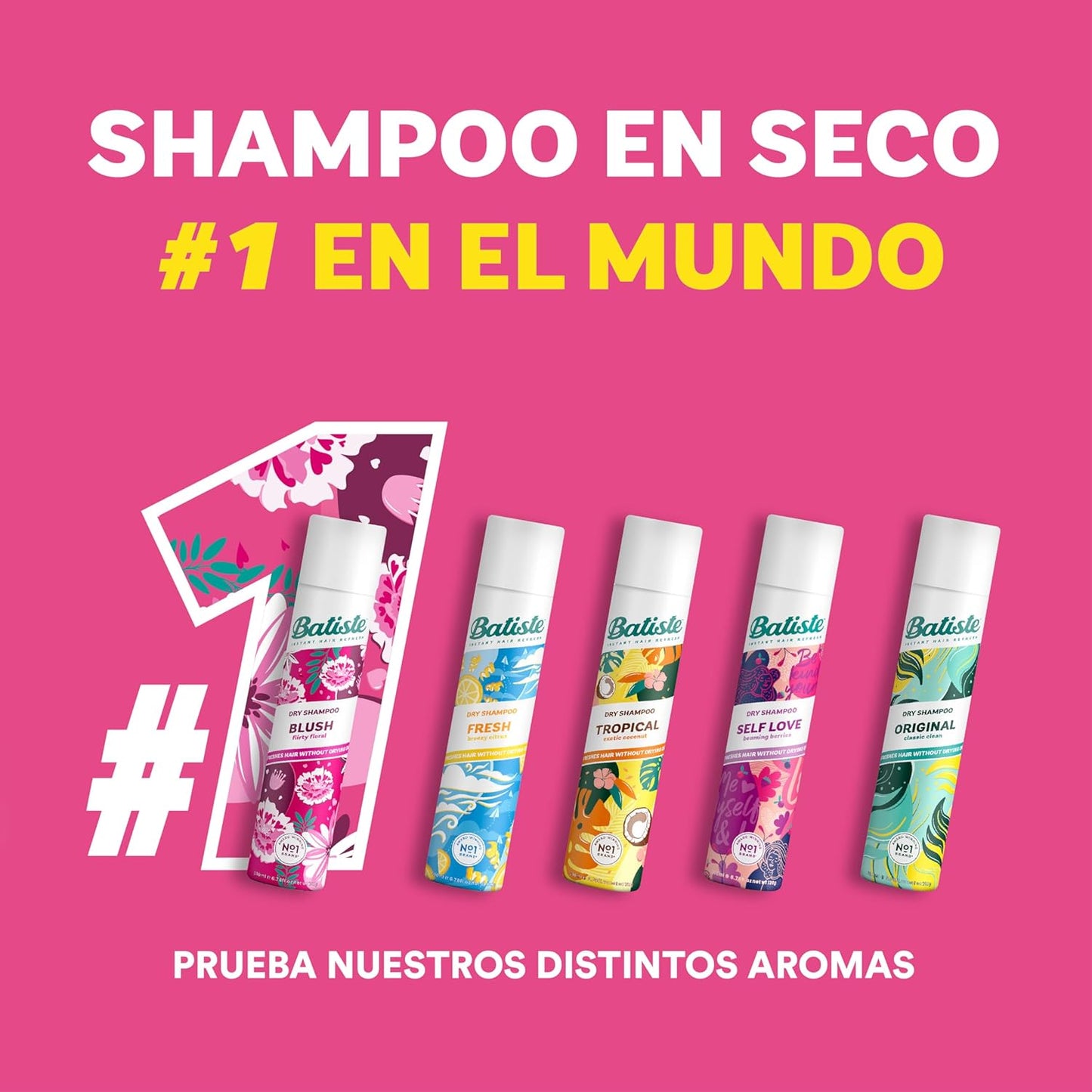 Batiste Blush, Shampoo En Seco Floral, Limpia y Refresca El Cabello Aerosol 200ml.