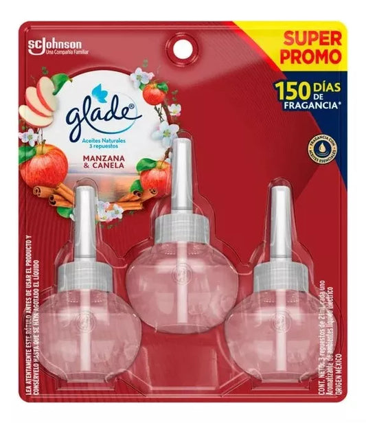 Repuesto Para Aromatizante Glade Aceites Naturales Manzana Y Canela 3 Repuestos De 21ml