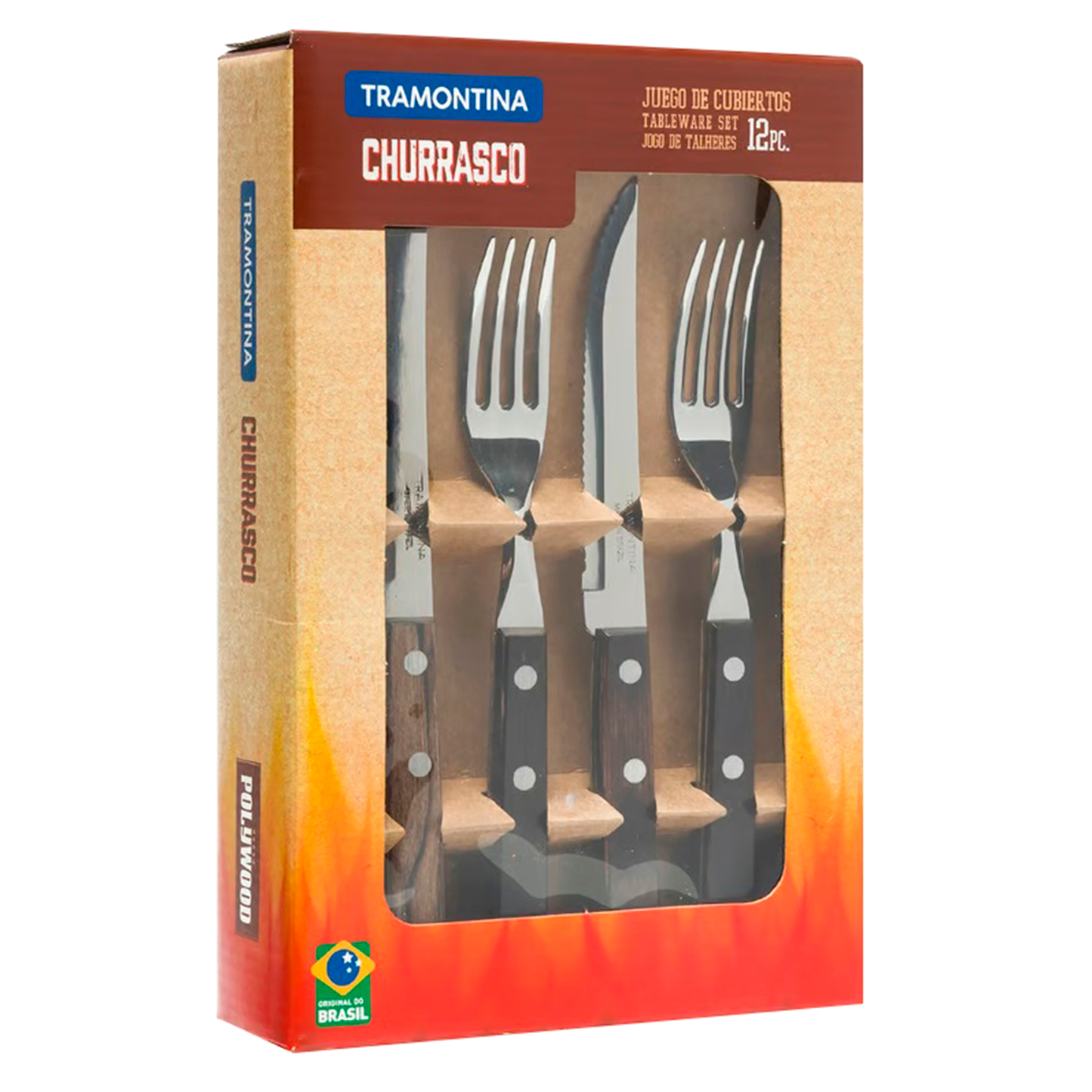 Pack  Cubierto Tramontina 12 Piezas Asado Tradicional En Caja