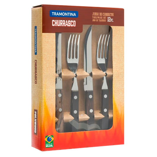 Pack  Cubierto Tramontina 12 Piezas Asado Tradicional En Caja