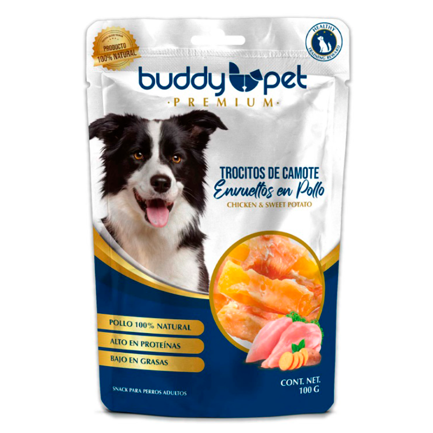 Snack Perro Trocitos De Camote Con Pollo Buddy Pet 100Gr.