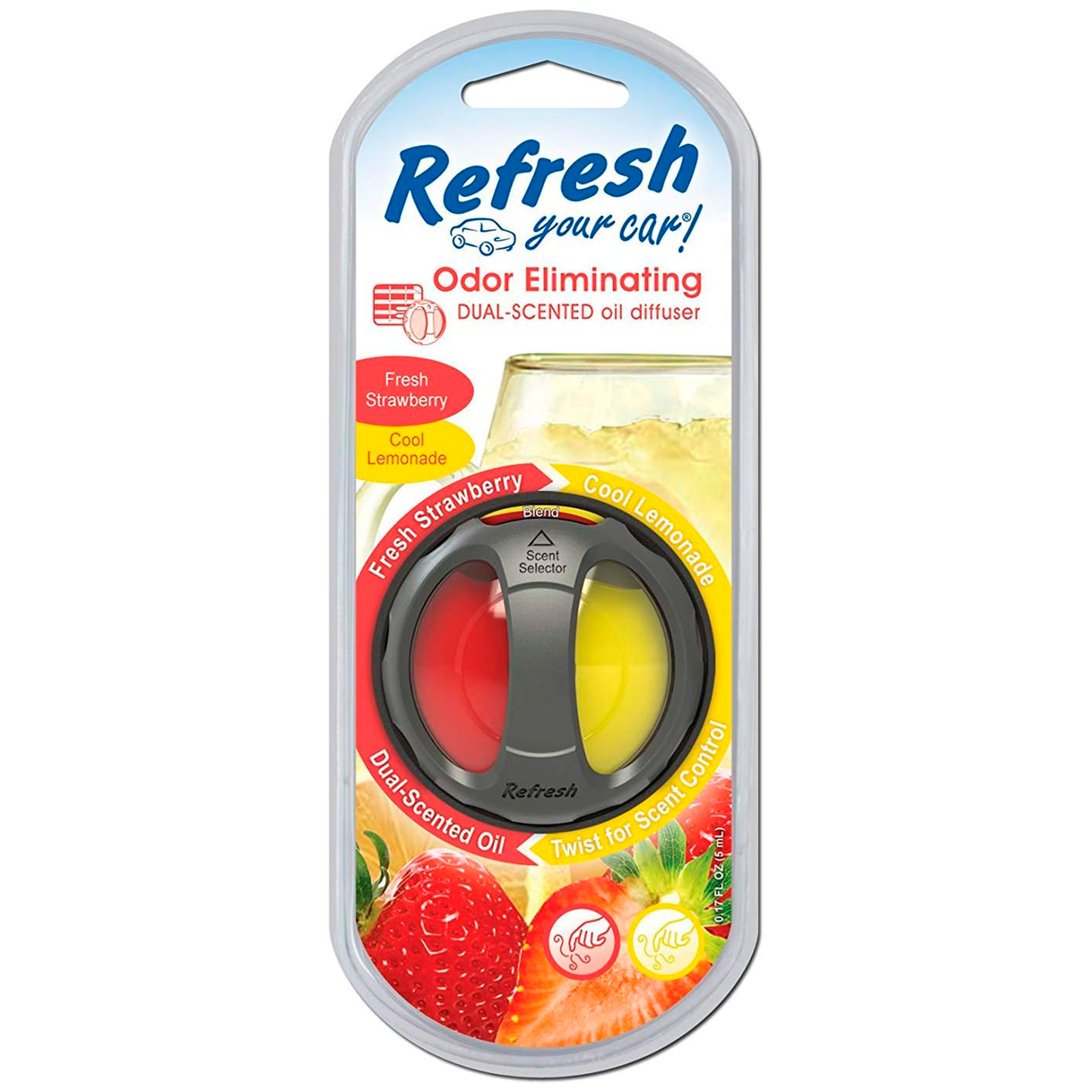 Difusor Para Auto Refresh Your Car Doble Aroma Fresa Fresca y Limonada Fresca