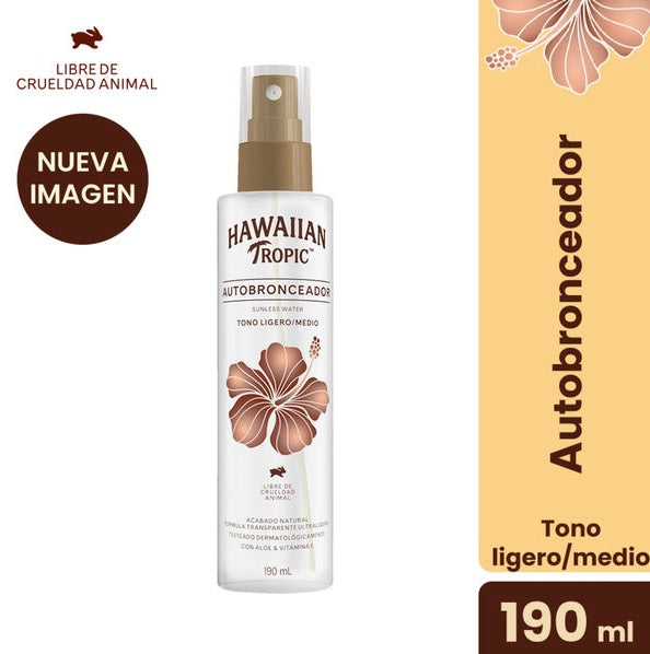 Autobronceante Agua Hawaiian Tropic 190ml Tono Ligero/medio