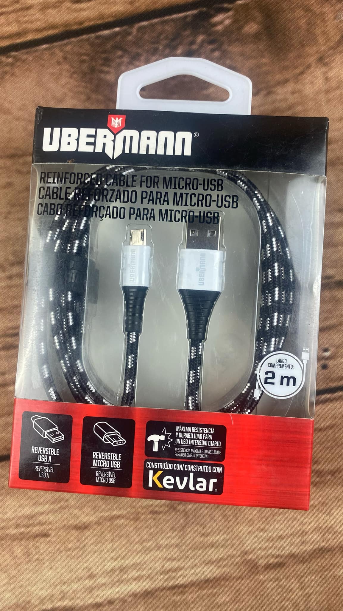 Cable Carga Rápida Usb A Micro Usb Con Kevlar 2mts Ubermann